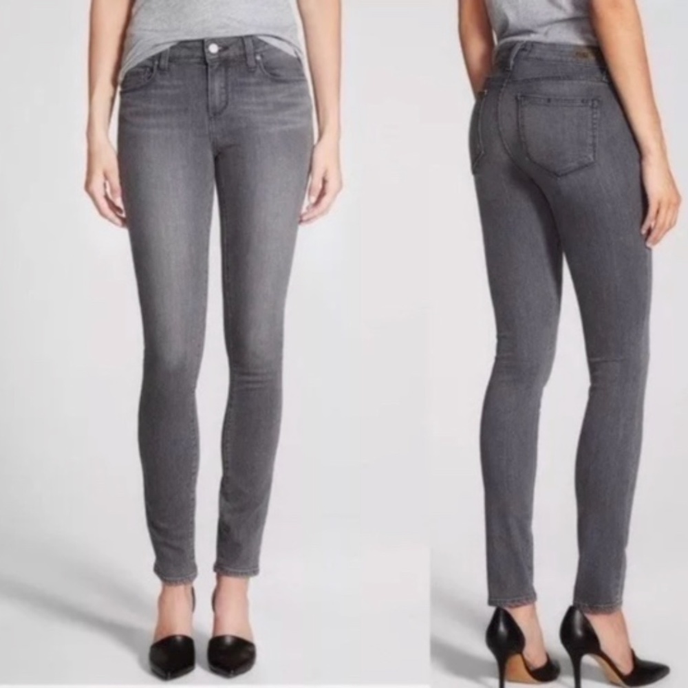 PAIGE Skinny Jeans Ankle Length Cigarette Distressed Denim Oxford Gray‎ Size 26